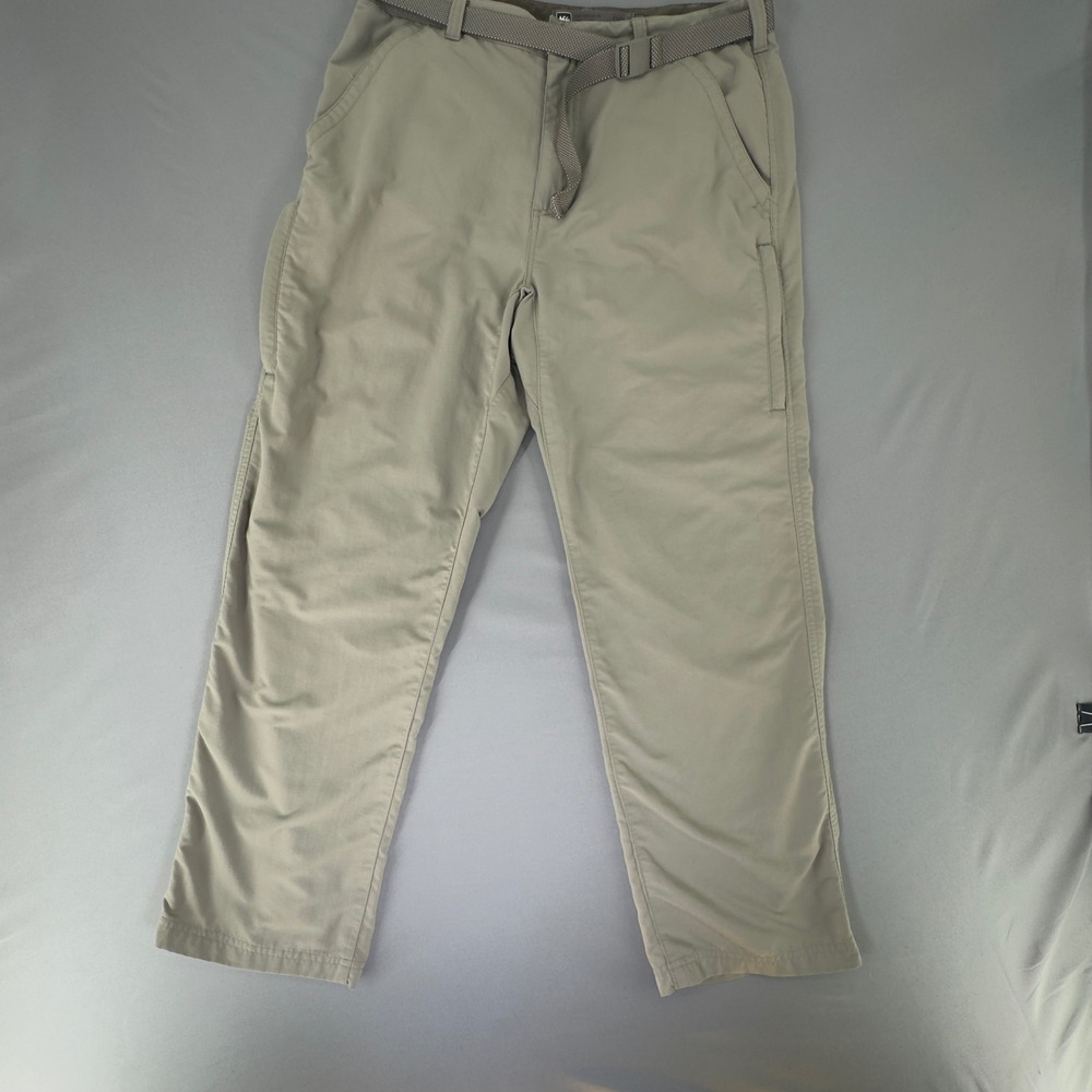 REI Sahara Mens 34x30 Hiking Pants Tan Nylon Built-in Belt UPF 50+ 784059